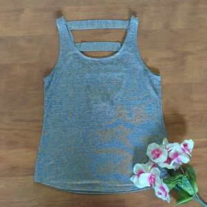 Gray & Iridescent Gold Shine Sleeveless Tank Top